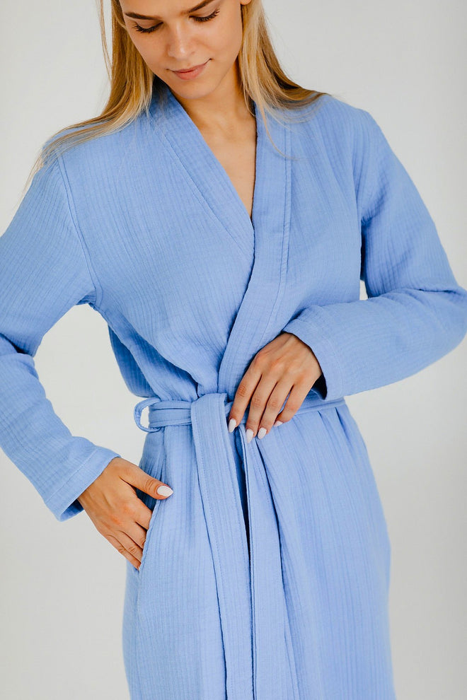 Crinkly Bathrobe Azure Blue