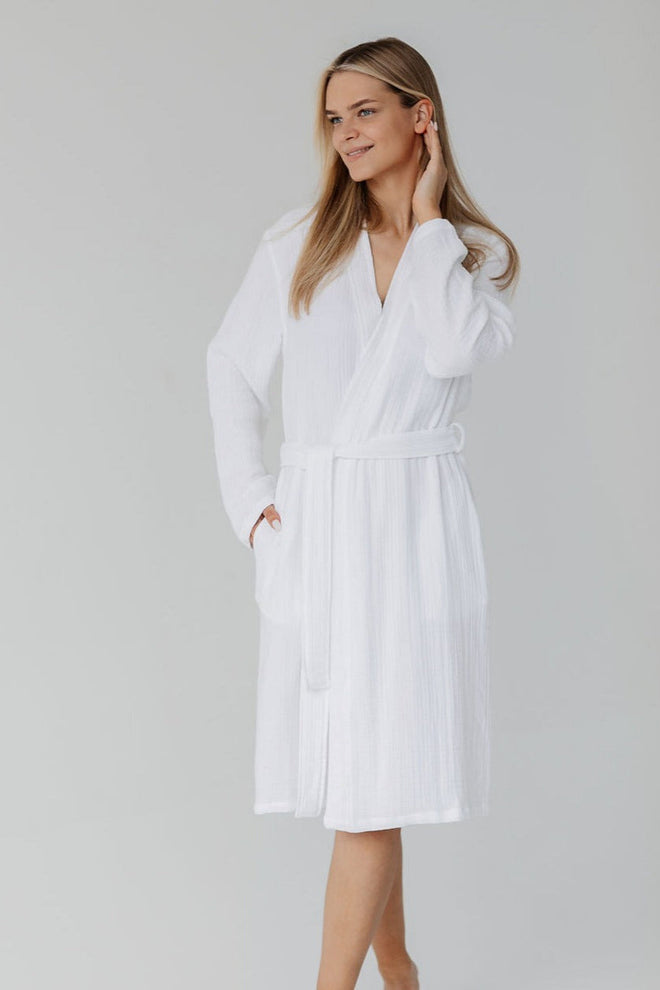 Crinkly Bathrobe White