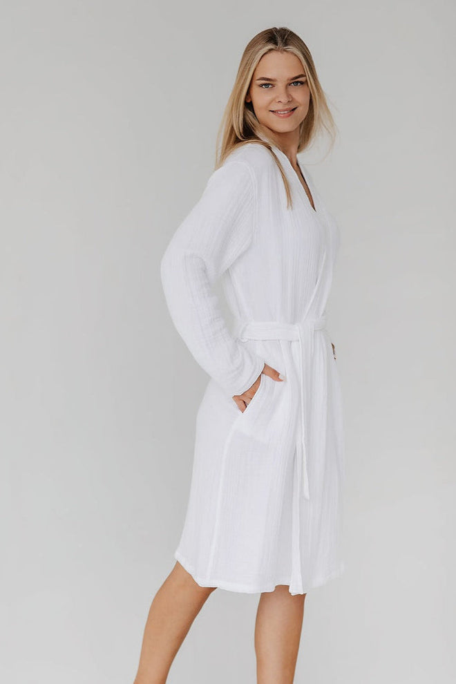 Crinkly Bathrobe White