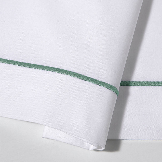 Percale Katoen Wit - Groene Bourdon