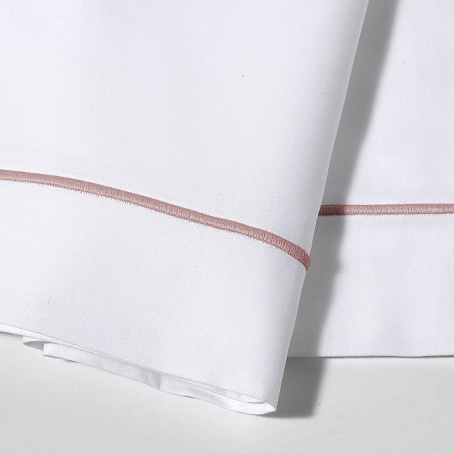 Percale Katoen Wit - Roze Bourdon