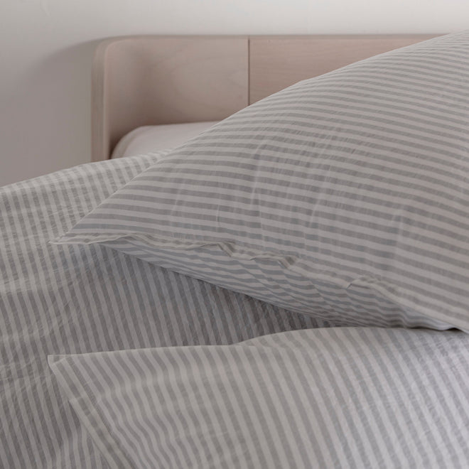 Washed Percale - Grijze Streep