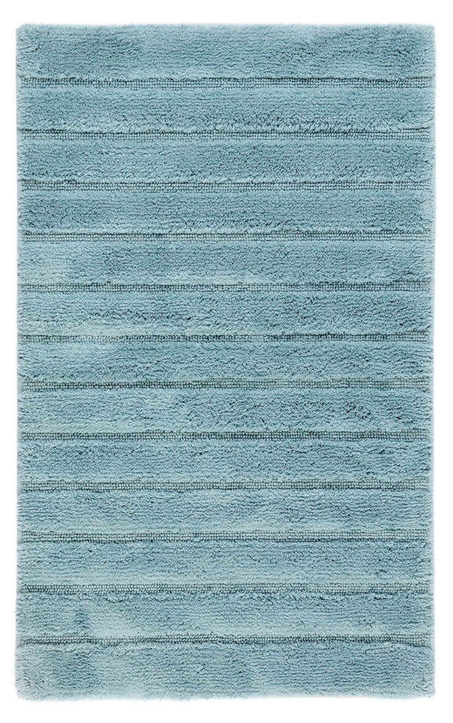 Blauwe katoenen badmat van Casilin met antislip laag en strepen motief