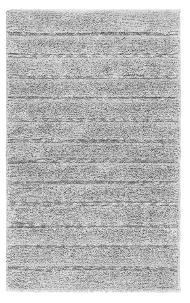 Lichtgrijze katoenen badmat van Casilin met antislip laag en strepen motief