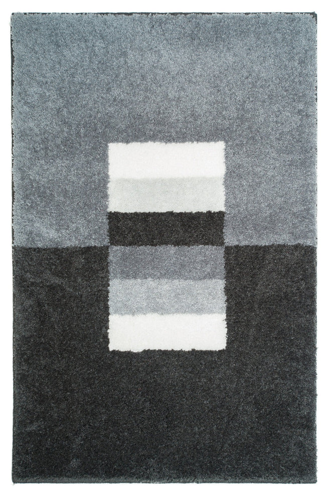 Casilin hygiënische en zachte badmat met antislip laag in acryl met grijs blokken motief