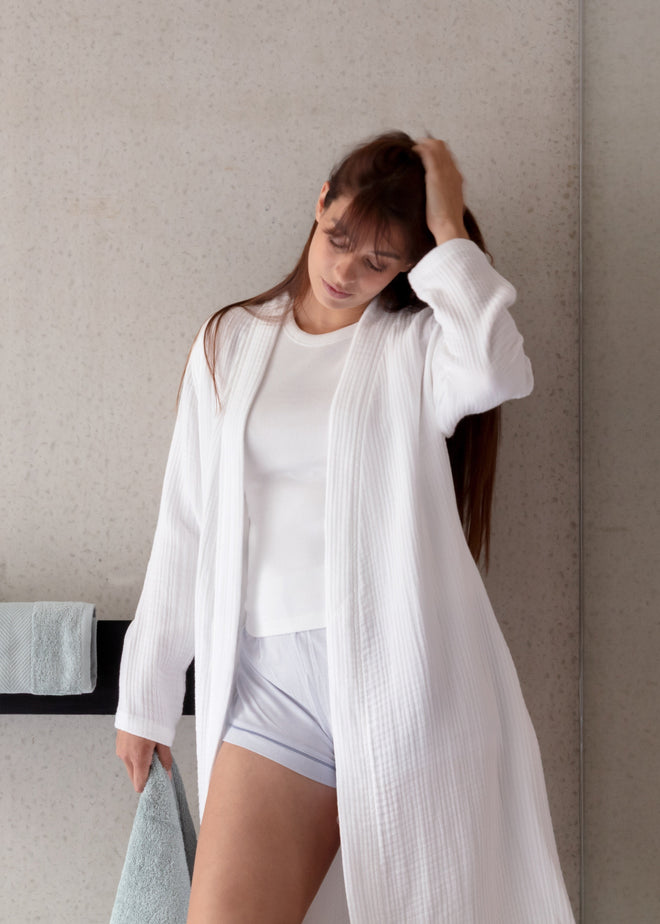 Crinkly Bathrobe White