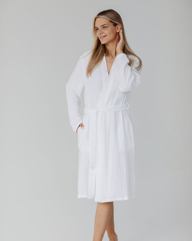 Crinkly Bathrobe White