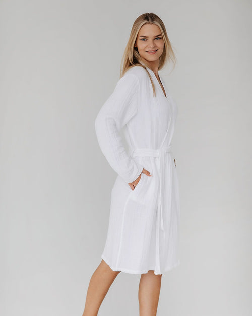 Crinkly Bathrobe White