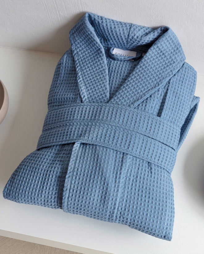 Kos | Wafel Badjas - Jeans Blue