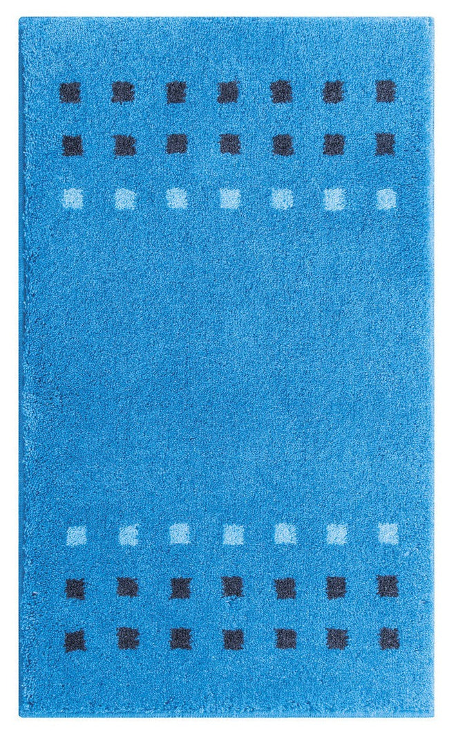Casilin hygiënische en zachte badmat met antislip laag in acryl met blauw blokken motief