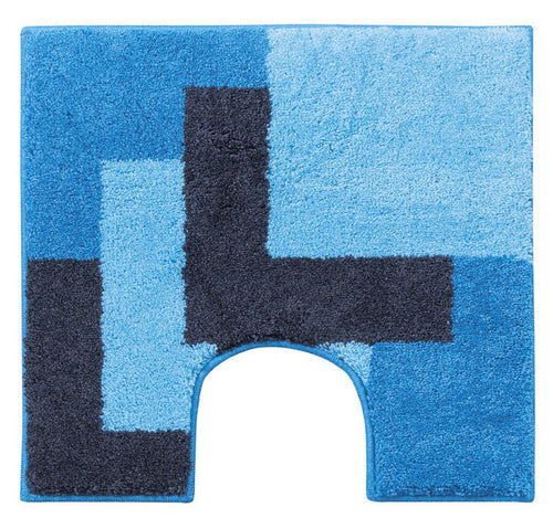 Casilin hygiënische en zachte WC mat met antislip laag in acryl met blauwe blokken motief