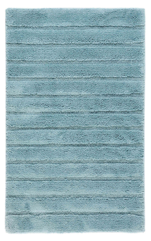 Blauwe katoenen badmat van Casilin met antislip laag en strepen motief