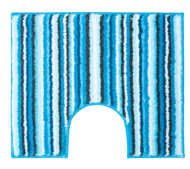Casilin hygiënische en zachte wc mat met uitsnijding met antislip laag in acryl met blauw strepen motief
